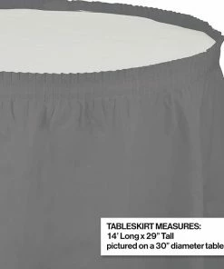 Creative Converting Solid Color Tableware Glamour Gray Plastic Tableskirt 14' X 29" (6/Case)