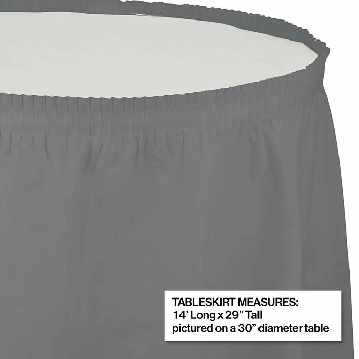 Creative Converting Solid Color Tableware Glamour Gray Plastic Tableskirt 14' X 29" (6/Case)