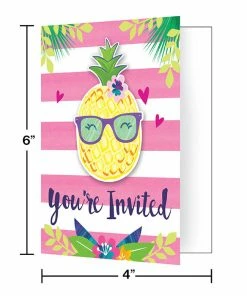 Creative Converting Kids Birthday Party Themes Pineapple N Friends Invitation Pscd (Case Pack Of 48)