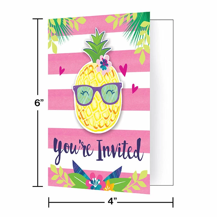 Creative Converting Kids Birthday Party Themes Pineapple N Friends Invitation Pscd (Case Pack Of 48)