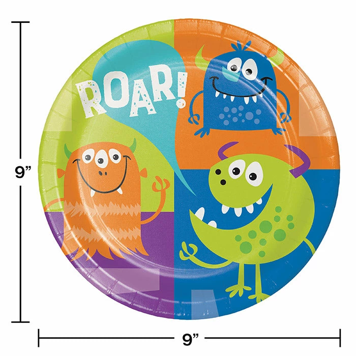 Creative Converting Kids Birthday Party Themes Fun Monsters Dinner Plate (Case Pack Of 96)