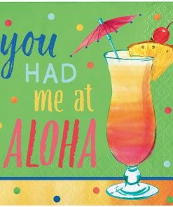 Creative Converting Summer Cocktails Beverage Napkin, Had Me At Aloha 16ct Summer, BBQ And Picnic Themed Decorations